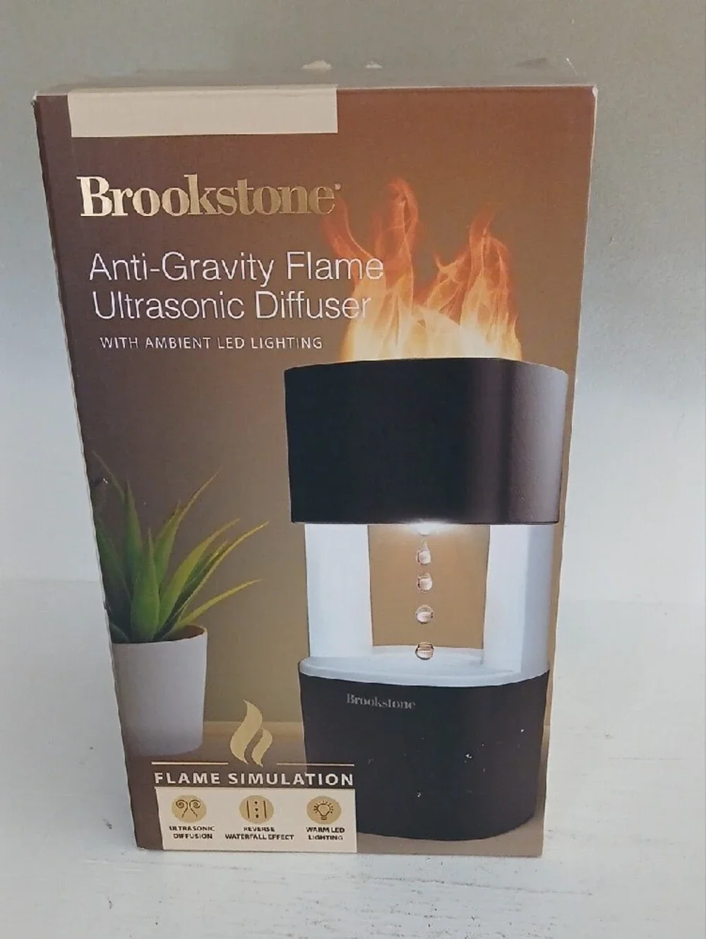 Brookstone Two-Tone Black and White Anti-Gravity Flame Diffuser